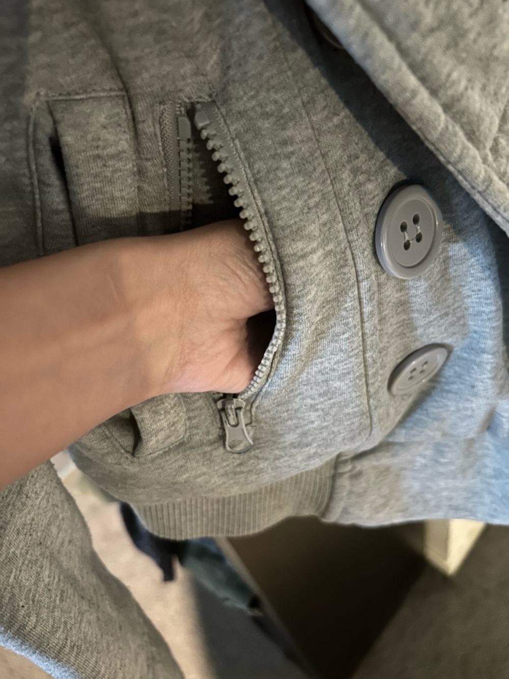 Women's Light Gray Teddy-Lined Jacket with Button Front NWOT - Picture 4 of 14